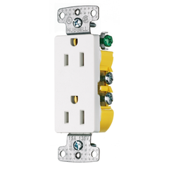 Hubbell RRD15W 15 Amp 125 Volt 2-Pole 3-Wire NEMA 5-15R White Decorator Duplex Receptacle