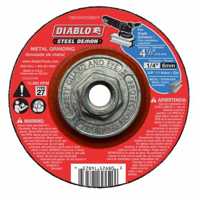 DIABLO Freud DBDS45250B01F Metal Grinding Disc 4.5 in Type 27 5 Pack