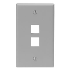 Leviton 41080-2GP Single-Gang QuickPort Wall Plate, 2-Port, Gray