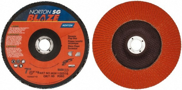NORTON Norton 66254461061 Ceramic Flap Disc 7 in 80 Grit Type 27