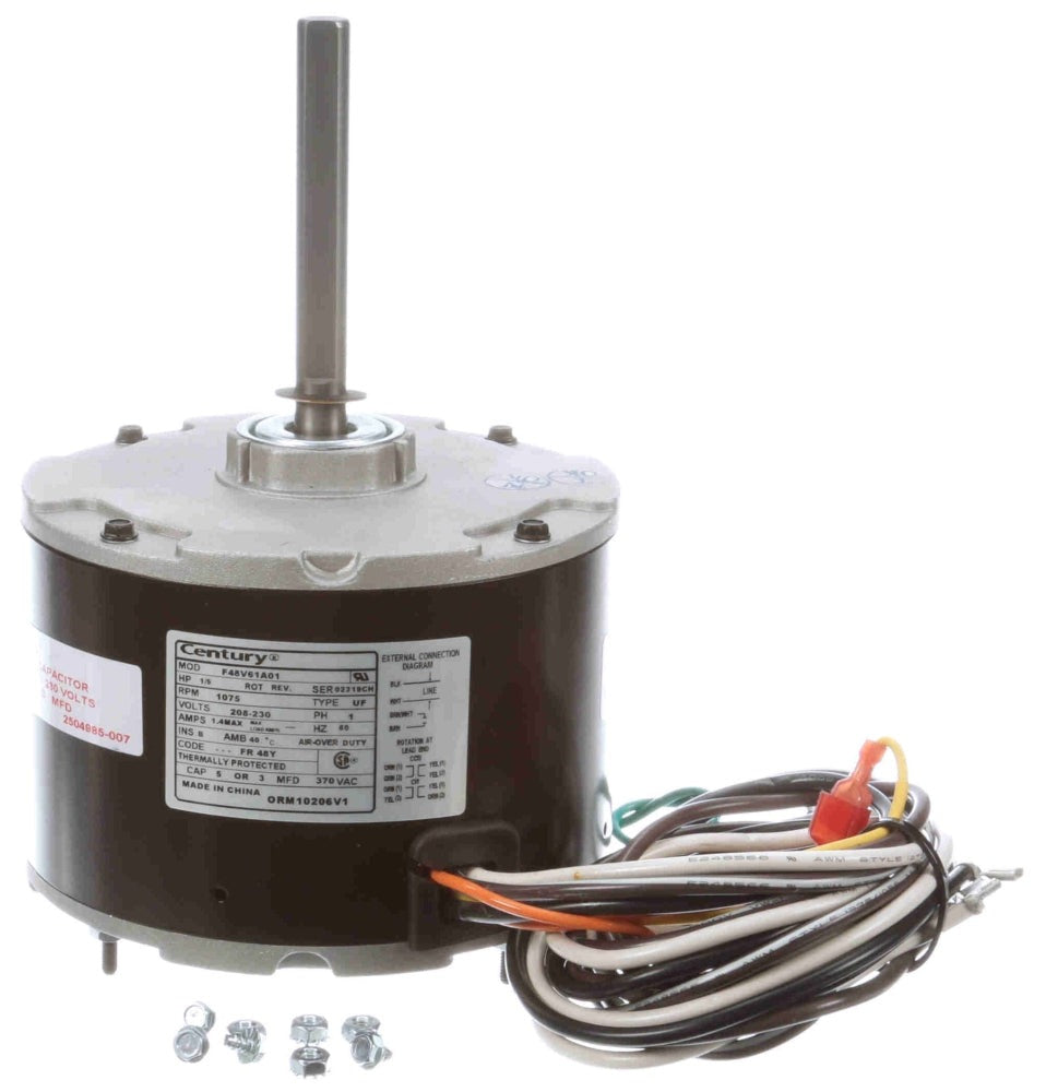 CENTURY Regal Rexnord - Century Motors ORM10206V1 1/5 HP 208-230 VAC 60 Hz 1-Phase 1.4 A 6-Pole 1075 RPM Motor