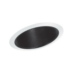 Elite Lighting B391P-WH Slope Stepped Baffle Trim, 7-1/2 in OD, Incandescent/CFL Lamp, Black Baffle/White Trim