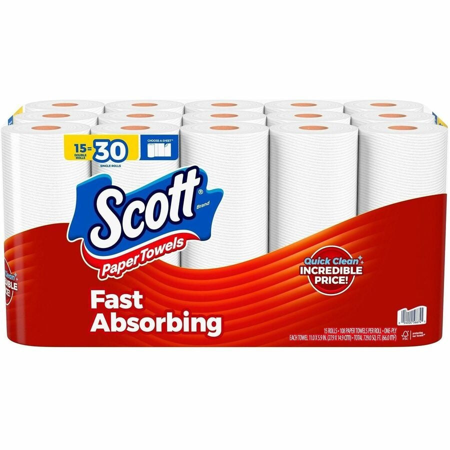 KIMBERLY-CLARK Kimberly-Clark KCC56674 Scott Choose-A-Sheet Paper Towels 15 Pack