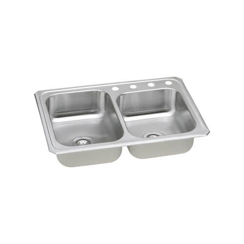 ELKAY Elkay CR2504 Celebrity Stainless Steel Offset Double Bowl Top Mount Sink (33 x 22 x 7-1/4)