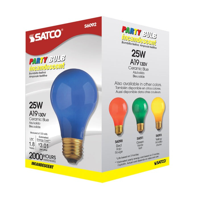 SATCO-NUVO Satco-Nuvo S6092 A19 Incandescent 25W 130V Medium Base 1000 Hour