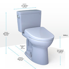 Toto MW7764726CSFG Two-Piece Elongated 1.6 GPF Toilet with S7 Bidet Seat