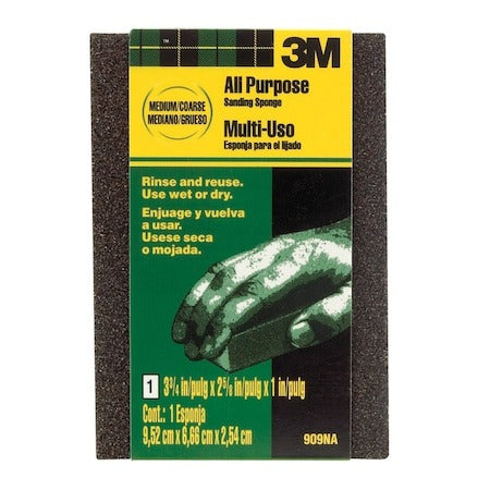 3M 3M 909-ESF Sanding Sponge 4-Side Medium/Coarse (3-3/4 x 2-5/8 x 1 in)