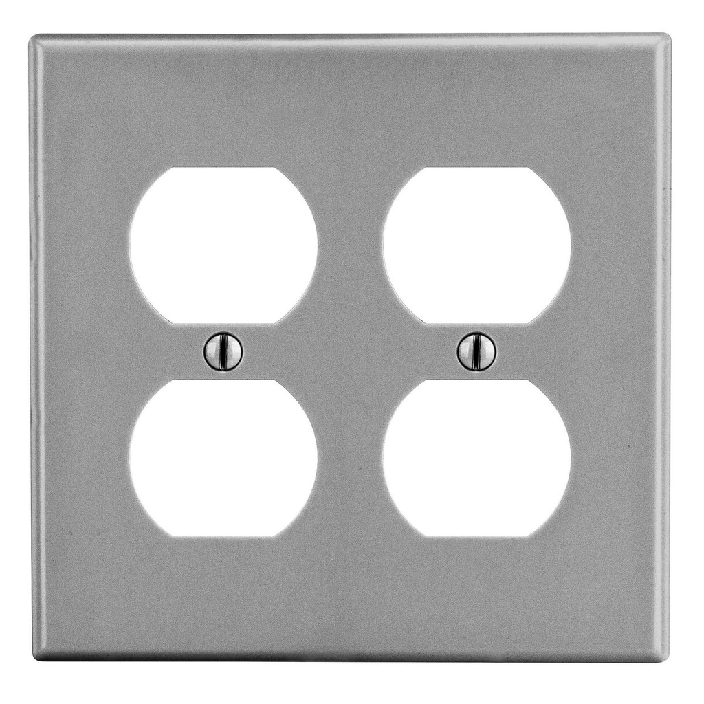 Hubbell Wiring Device-Kellems P82GY Wallplate, 2-Gang, 2 Duplex, Replacement MPN