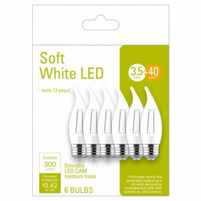 GE G E Lighting 93116150 Led Candelabra Bulb 4W 2700K 6 Pack