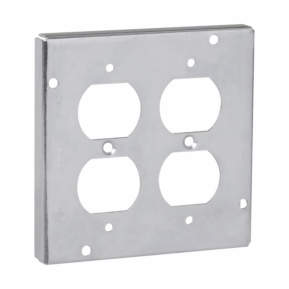 Crouse-Hinds TP728 4-11/16 Square Surface Cover, 2-Duplex Receptacles, 1/2 Raised, 9.0 Cubic Inch Capacity