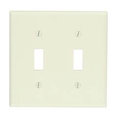 Leviton 78009 2-Gang Toggle Device Switch Wallplate, Standard Size, Thermoset, Device Mount, Light Almond