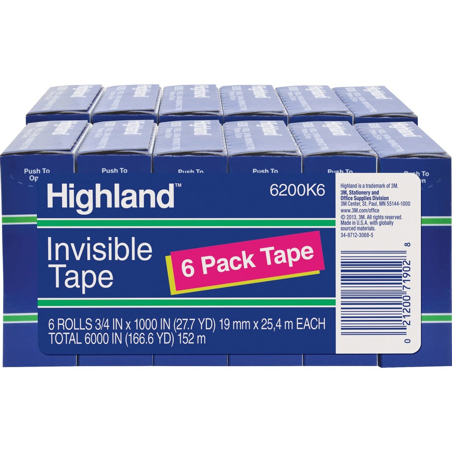 3M 3M MMM6200341000BD Invisible Tape 3/4 x 1000 (12 Rolls/BD)