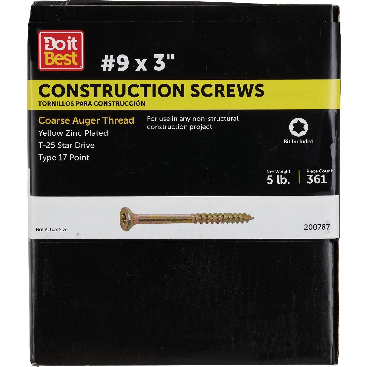 BSC PREFERRED Bsc Preferred DIB200787 Construction Screw 5 Lb 9x3