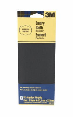 3M 3M Company 5931ES Emery Cloth Sandpaper Assorted Grit 3 Pack