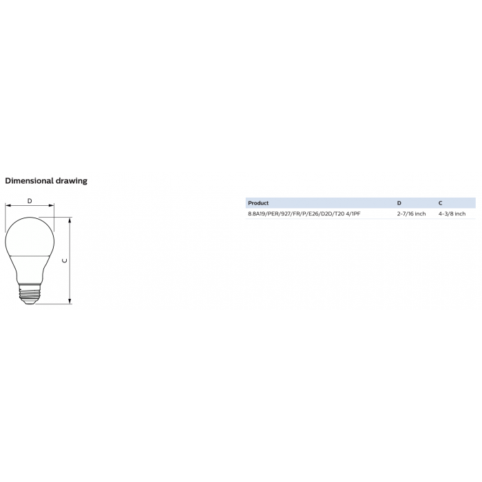 PHILIPS Philips 573238 A19 A-Line Pear LED 8.8W (220Â°) 60W Equivalent