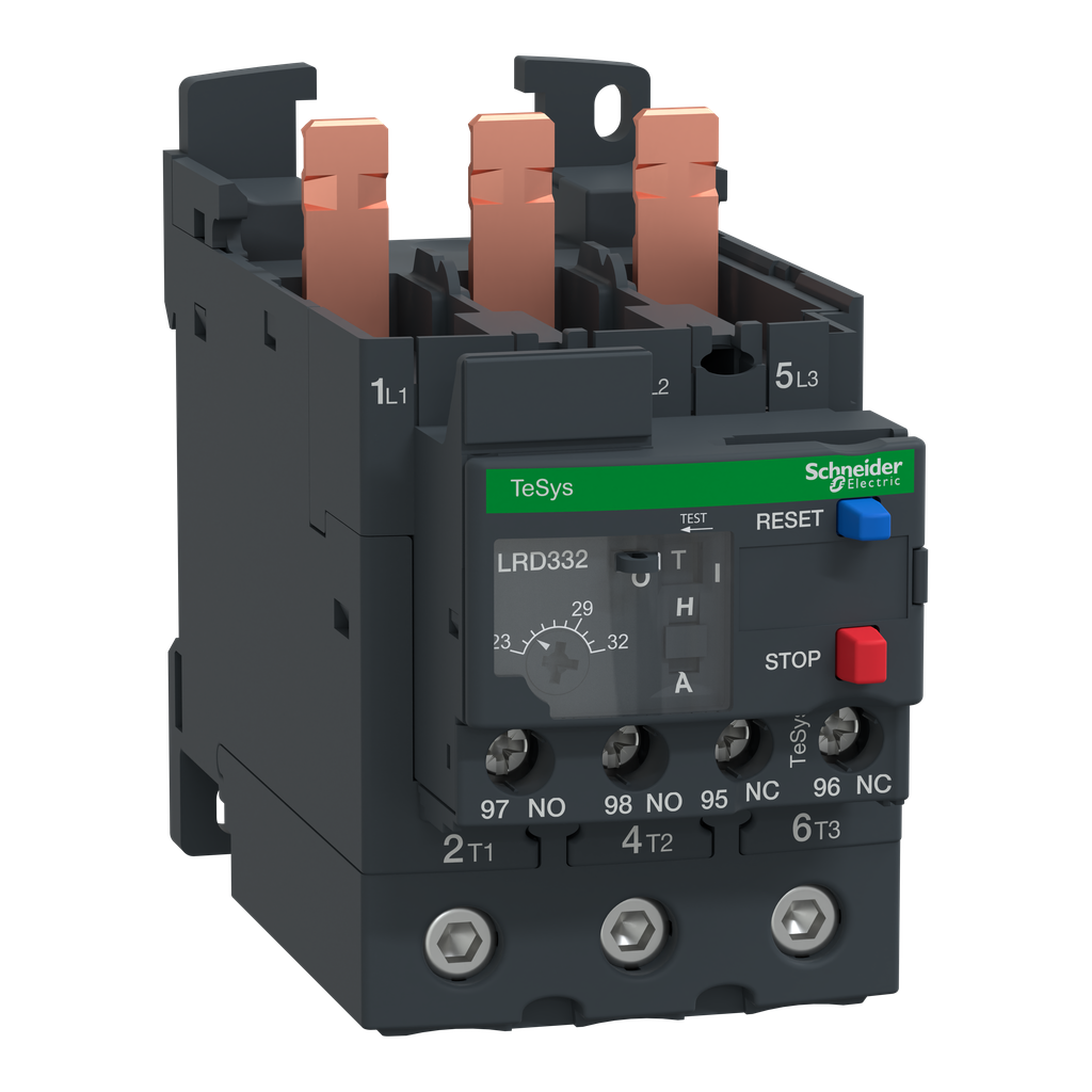 Schneider Electric LRD332 Square D 600 Volt 23 to 32 Amp 3-Pole Bi-Metallic Screw Clamp Terminal Thermal Overload Relay