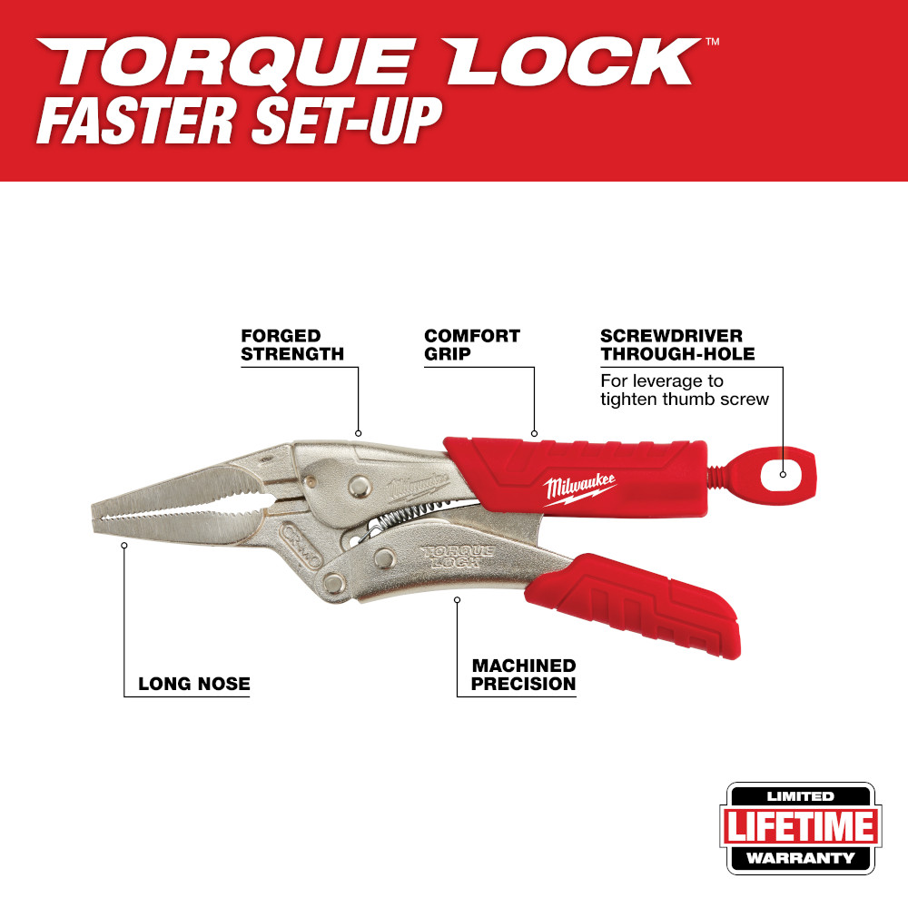 MILWAUKEE Milwaukee 48-22-3406 Long Nose Locking Pliers 6 Inches