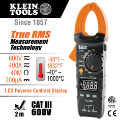 Klein CL380 AC/DC Digital Clamp Meter, 400A