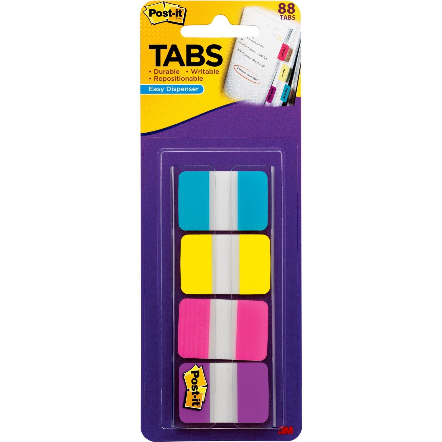 3M 3M MMM686AYPV1IN Sticky Note Dispenser Tabs 1 in. x 1.5 in. (88 Tabs / 22 ea.) AA-YW-PK-VT