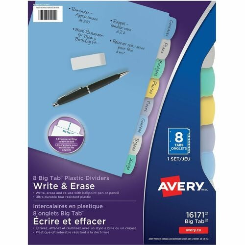 AVERY Avery AVE16171 Translucent Plastic Dividers 8 Tabs Set of 8