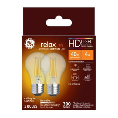 GE Ge 31313 A15 Led Ceiling Fan Lamp 4W 2700K 2 Pack