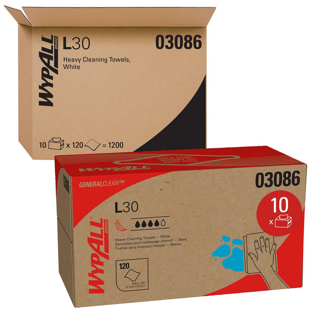 KIMBERLY-CLARK Wypall 03086 L30 Dry Pop-up Wipes 120 Sheets 10 Pack