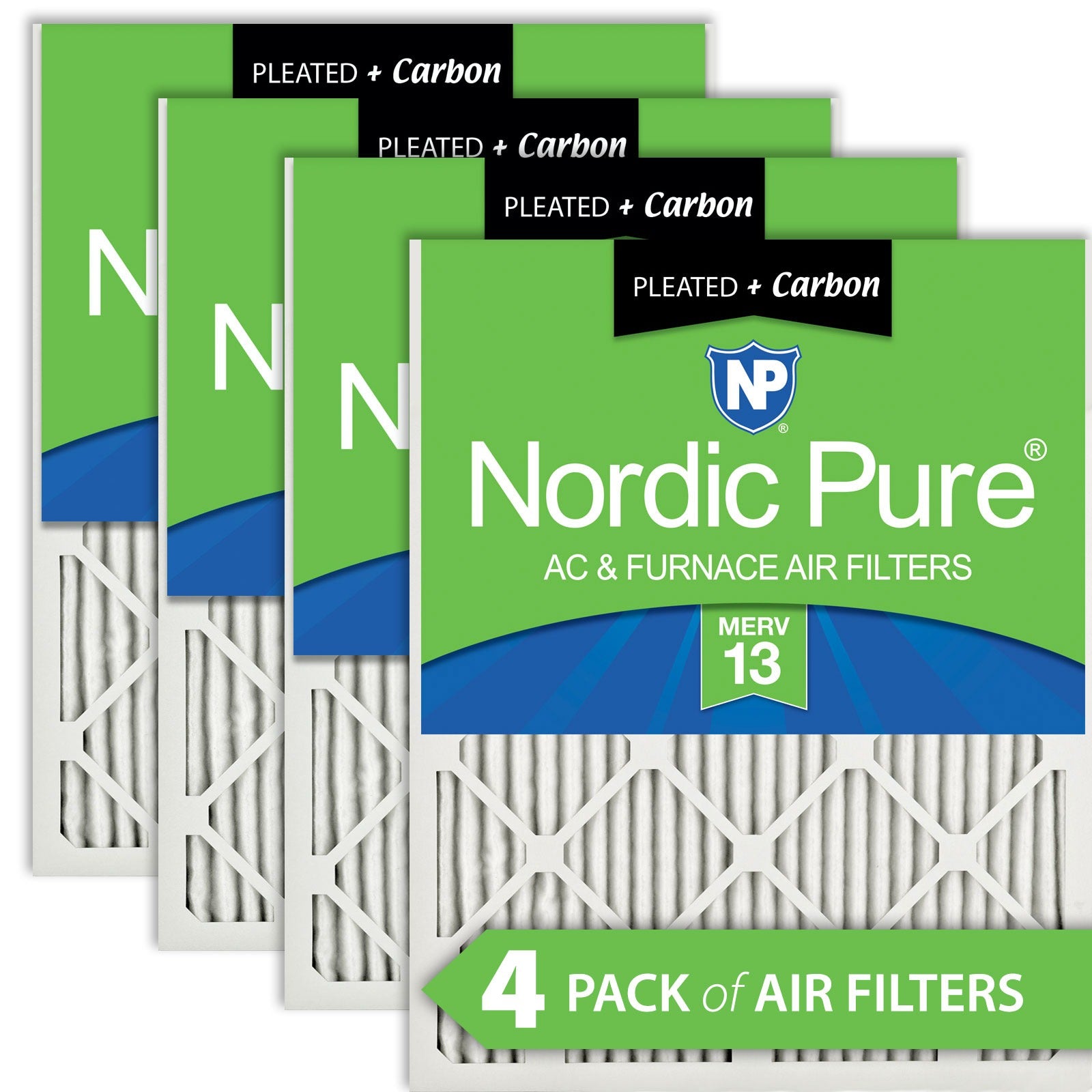 NORDIC PURE Nordic Pure 12x16x1M13+C-4 Merv 13 Plus Carbon Filter 4 Pack