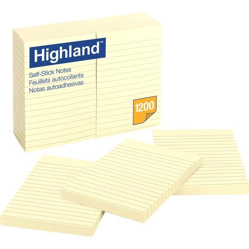 3M 3M MMM6609YW Ruled Self-stick Notes 4x6 in Yellow 12-pack