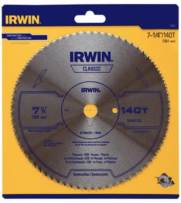 IRWIN Irwin 11840 7.25 in 140T Circular Saw Blade Plywood