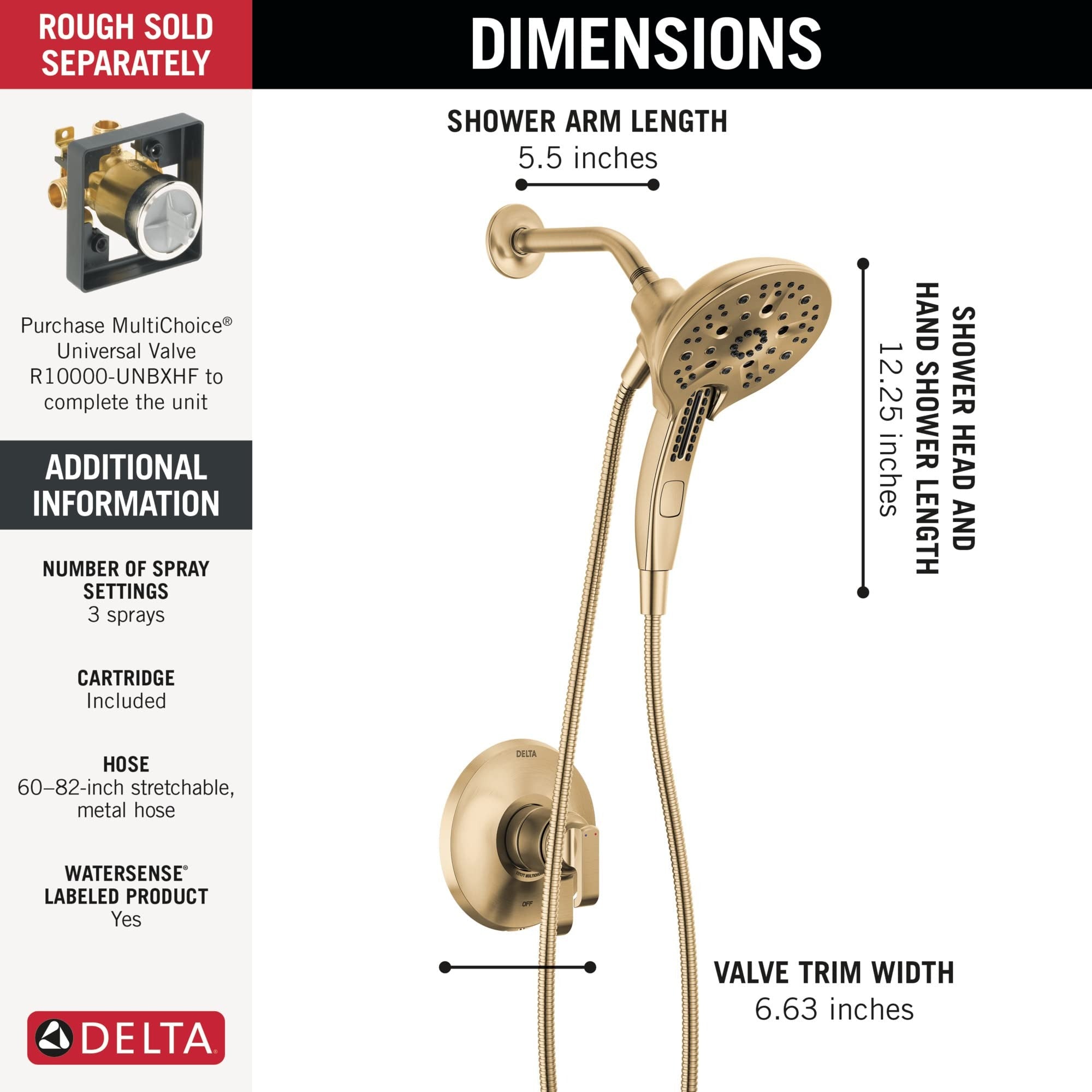 DELTA FAUCET Delta Faucet T17289-CZ-PR Shower Trim Kit Champagne Bronze
