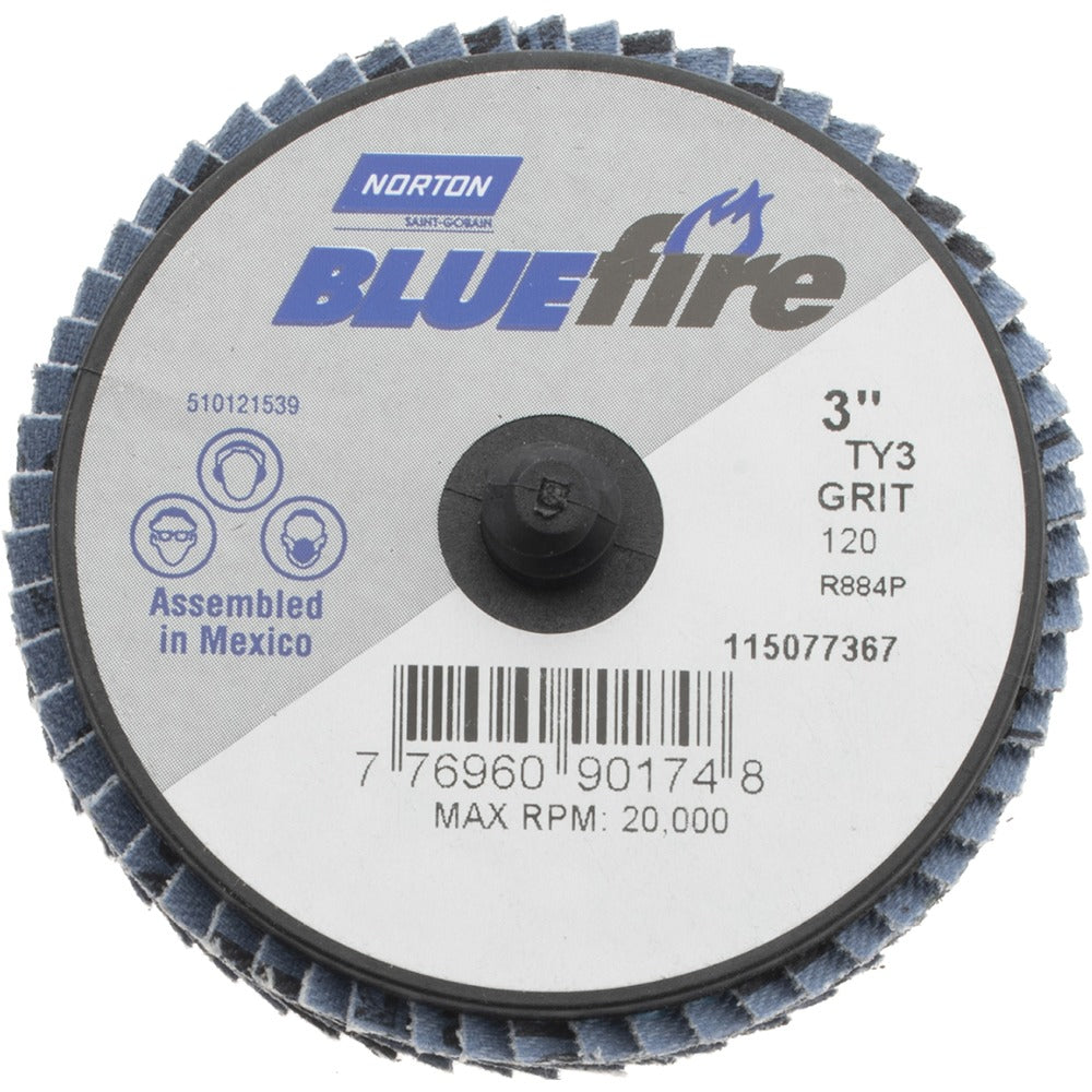 NORTON Norton 77696090174 Flap Disc 120 Grit Type 27 3 Inch
