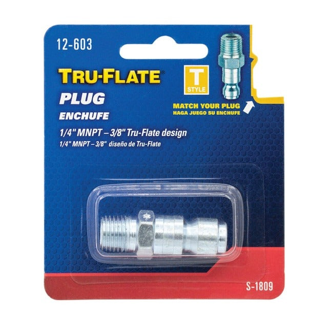 TRU-FLATE Tru-Flate 12-603 T-Style Steel Plug 1/4 in MNPT (Pack)