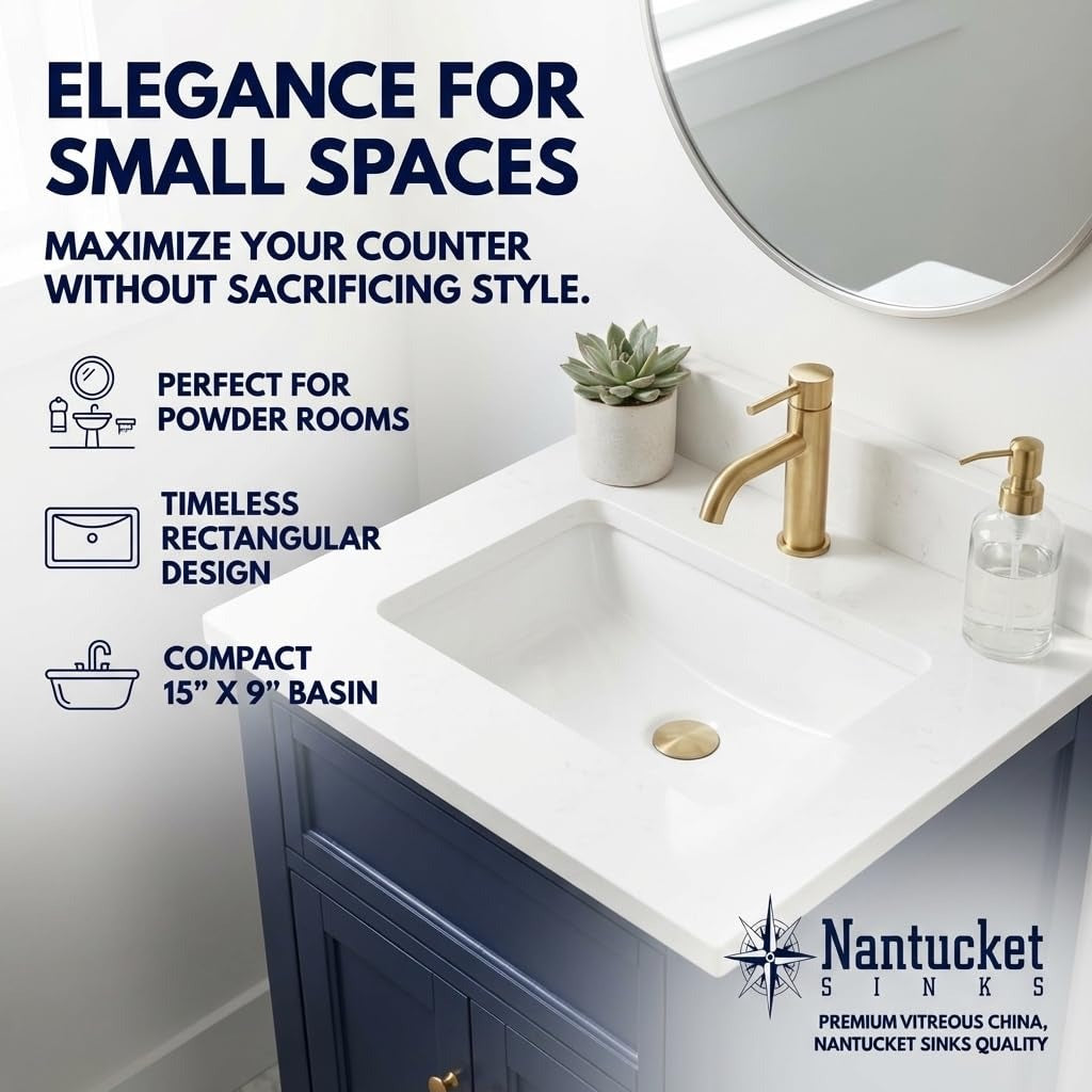 NANTUCKET SINKS Nantucket Sinks UM-159-W Undermount Bathroom Sink