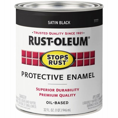 RUST-OLEUM Rust-oleum 7777-502 Black Satin Rust Preventative Paint Qt