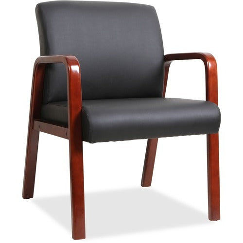 LORELL Lorell LLR40202 Guest Chair Solid Wood Black Leather
