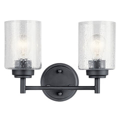 Kichler 45885BK Winslow Contemporary Style Vanity Light, (2) A19 Incandescent Lamp, 120 VAC