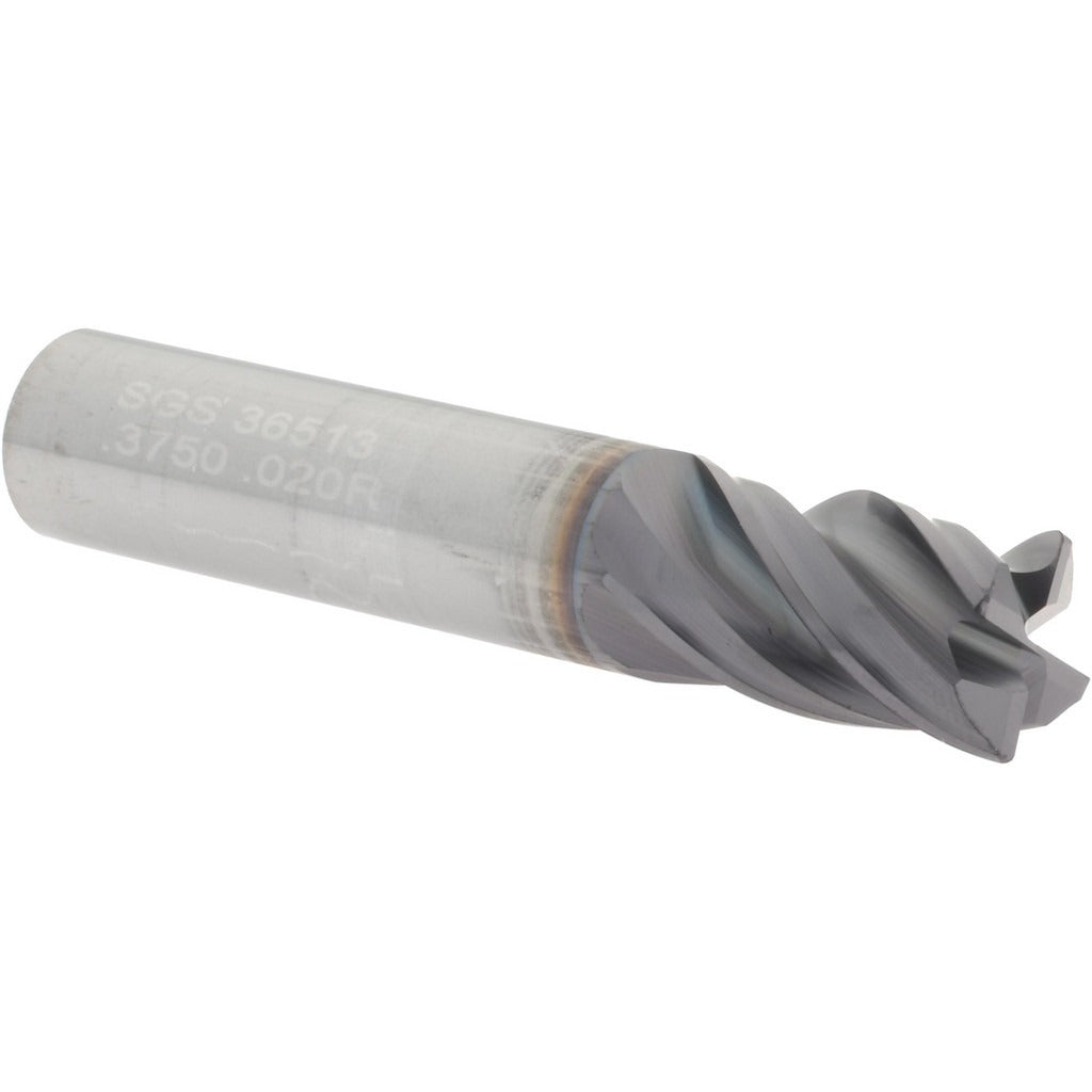 KYOCERA SGS PRECISION TOOLS Sgs 36513 Corner Radius End Mill 3/8 in 4 Flute Carbide