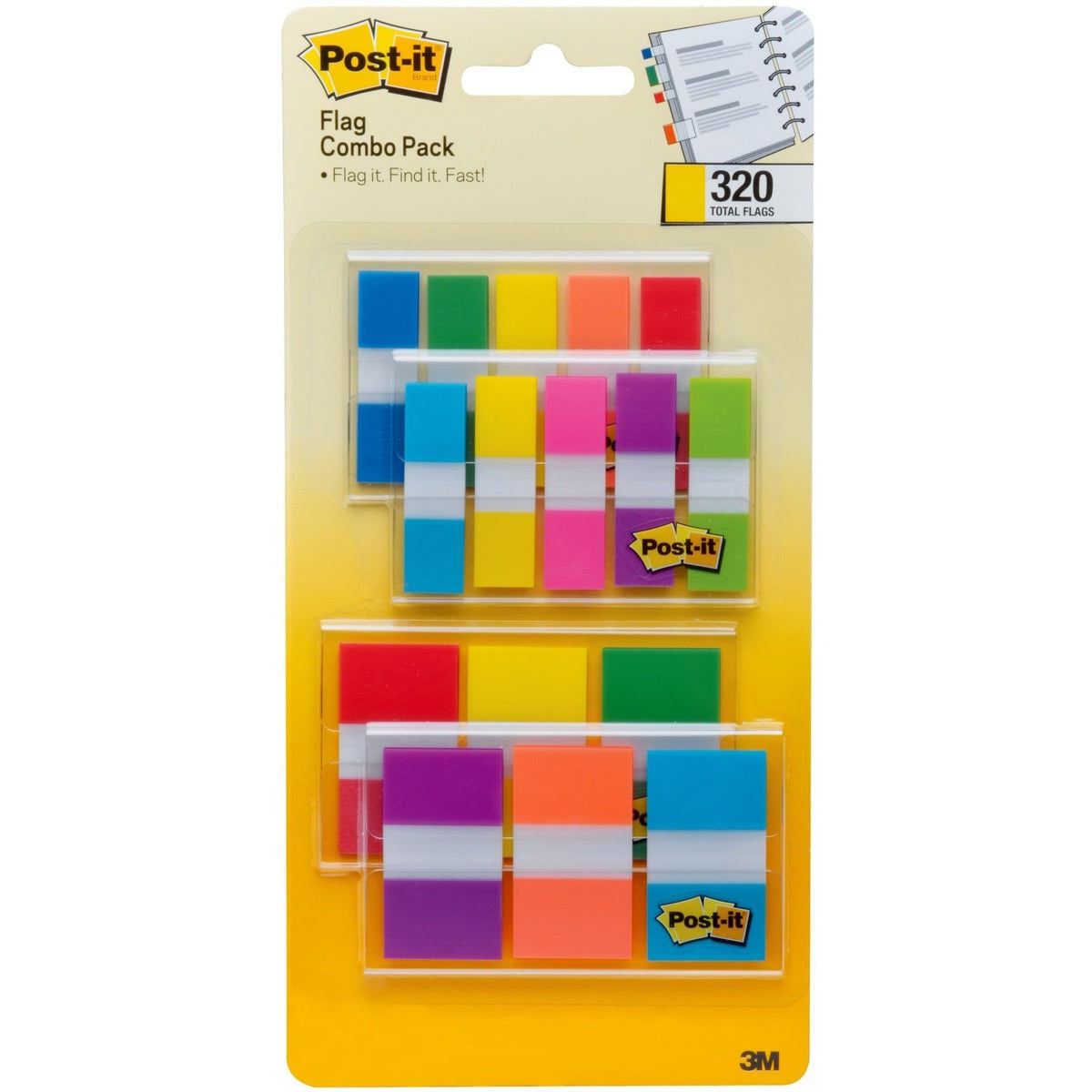 3M 3M MMM683XL1 Flags ValuPak 1/2 inches & 1 inches Assorted Pack 320 Pack (683XL1)