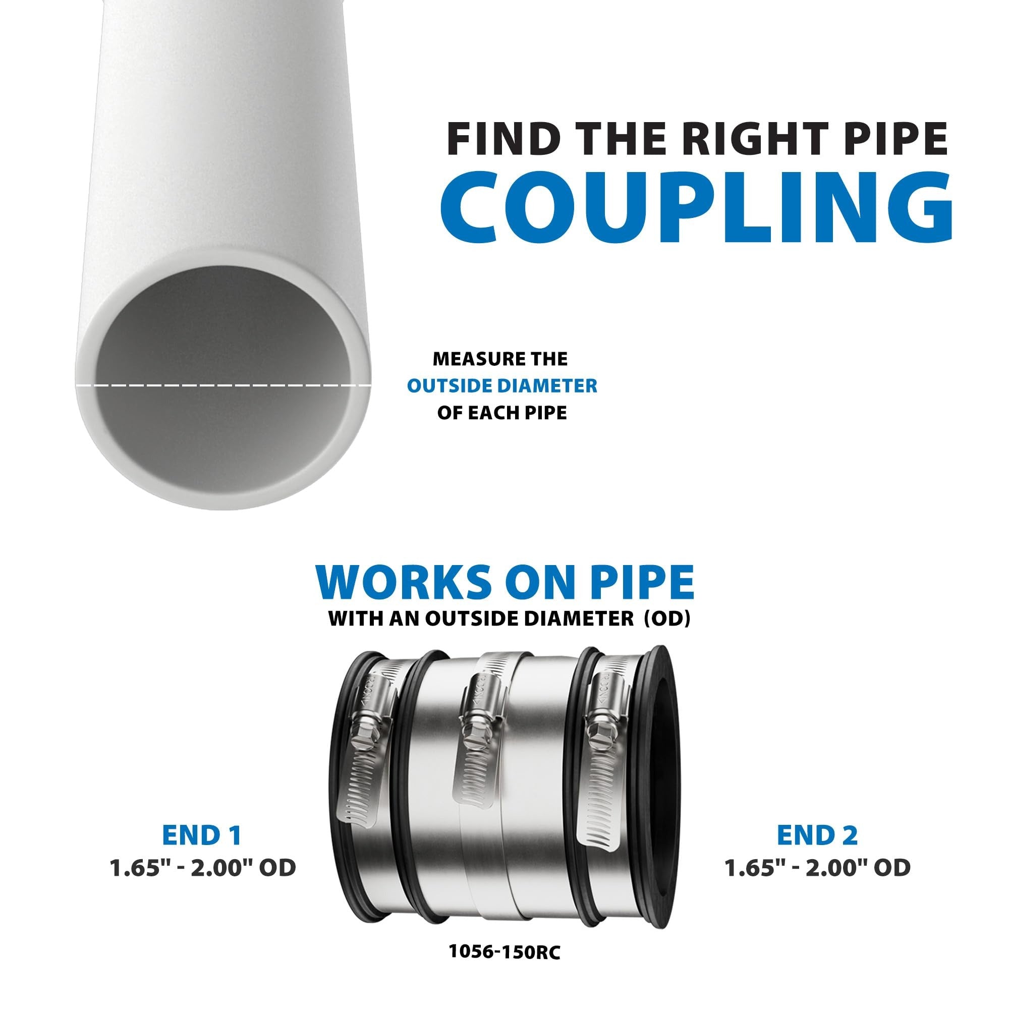 FERNCO Fernco 1056-150RC Shielded Pipe Coupling 1.5 Inch