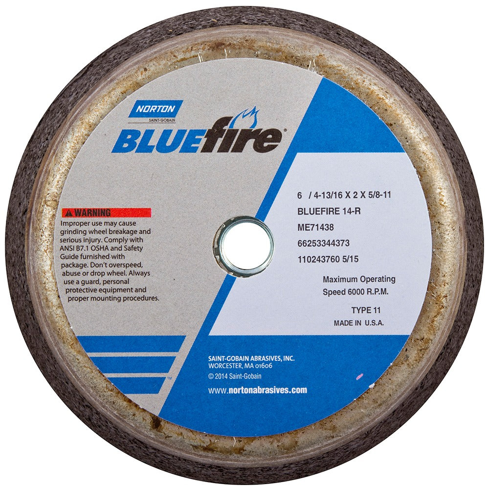 NORTON Norton 66253344373 Type 11 Grinding Wheel 6in 14 Grit