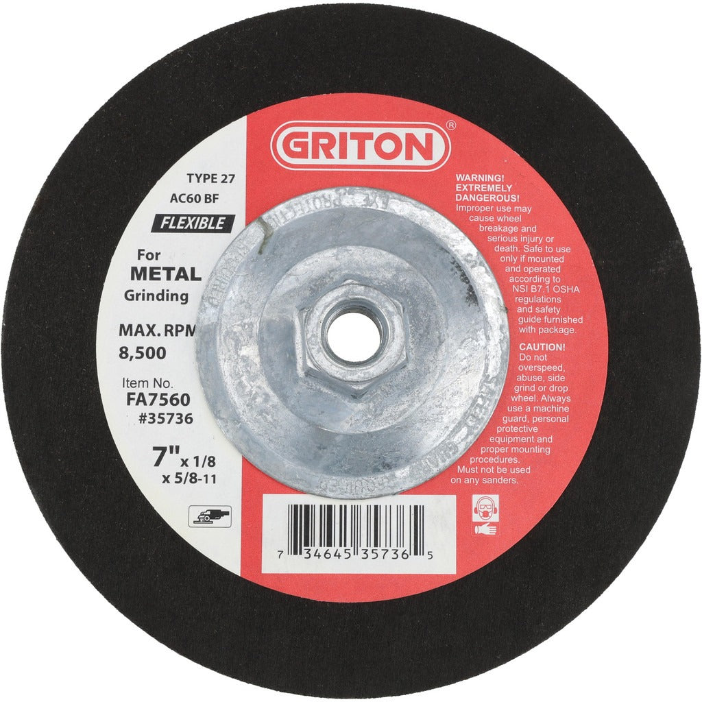 VALUE COLLECTION Value Collection FA7560 Type 27 Grinding Wheel 7in 60 Grit