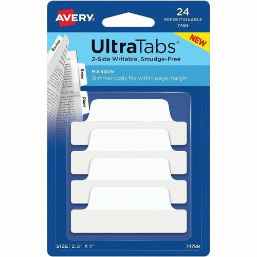 AVERY Avery AVE74789 Ultra Tabs 2.5x1 in Writable 24 Pack