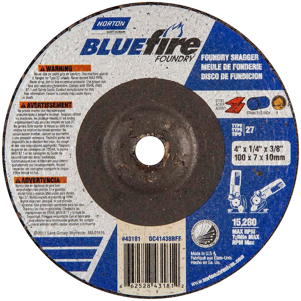 NORTON Norton 66252843181 Type 27 Grinding Wheel 4 in 24 Grit