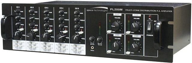 SPECO Speco pl200m 160W 4 Zone Commercial Amplifier Mixer