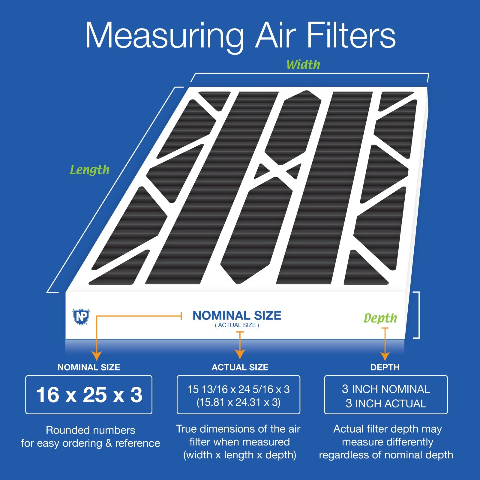 NORDIC PURE Nordic Pure 16x25x3ABPCP-7 Carbon Pleated Filter Merv 8 7 Pack