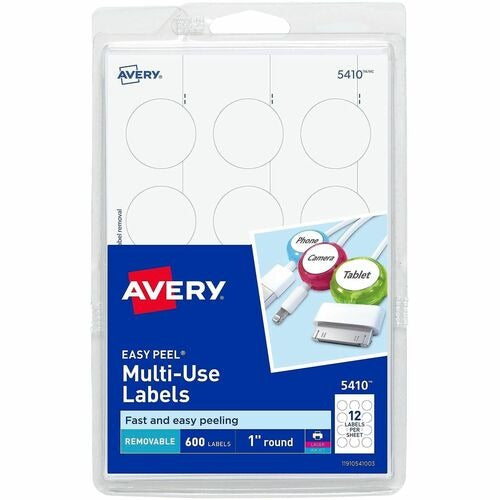 AVERY Avery AVE05410 Round Removable Labels 1 Inch 600 Pack
