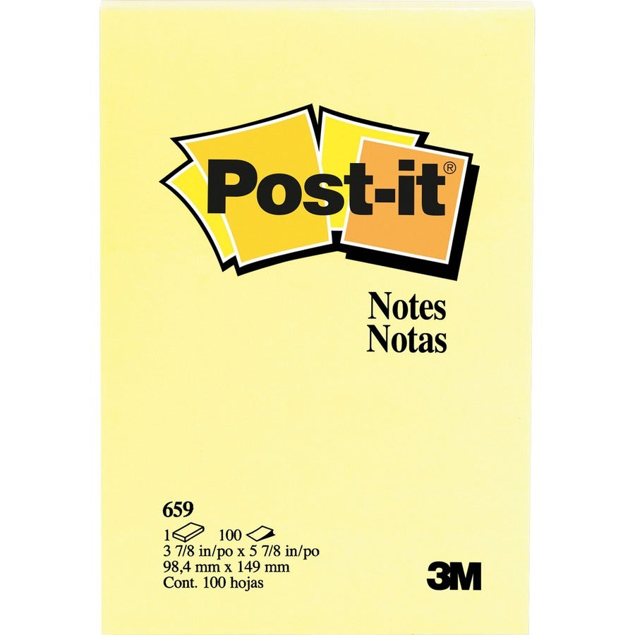 3M 3M MMM659YWBD Post-it Notes Original Notepads 4 inches x 6 inches (12/Pack 2/Bundle)
