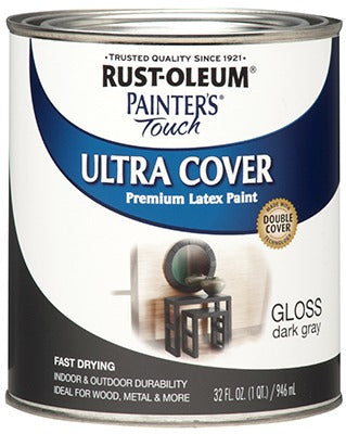 RUST-OLEUM Rust-oleum 1986-502 Gloss Latex Paint Dark Gray 1 Qt