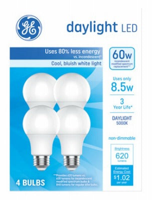GE G E Lighting 93131943 A19 Led Bulb 8.5W 5000K 4 Pack