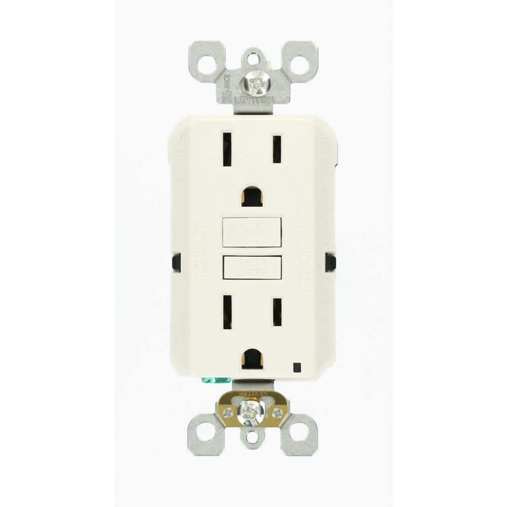 LEVITON Leviton R12-GFNT1-0KW SmartlockPro Self-Test Slim Duplex GFCI Outlet 15 Amp (1 Each) GFNT1-0KW